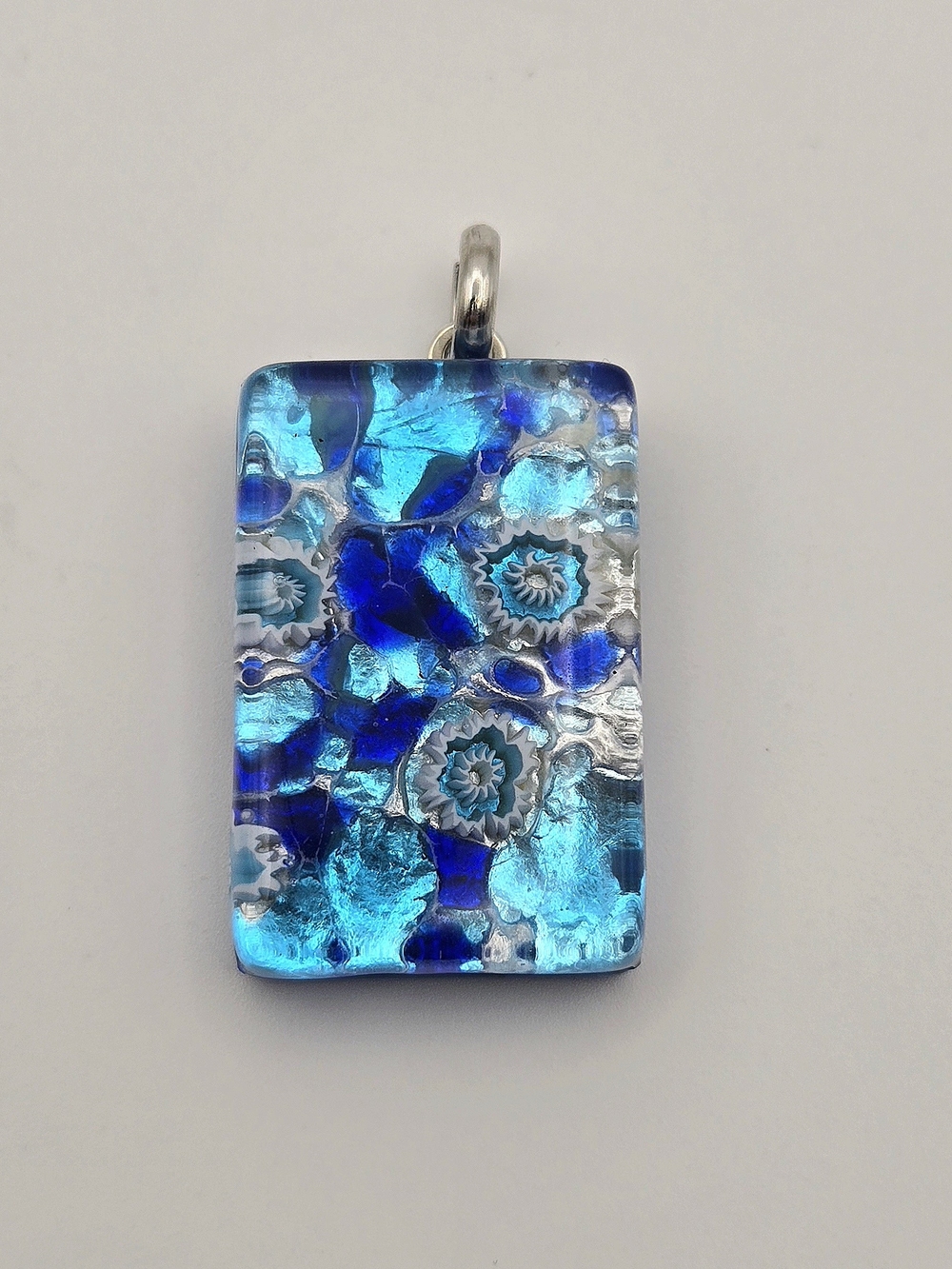 Authentic Murano Glass Millefiori Pendant – Made in Italy Cobalt & Aqua